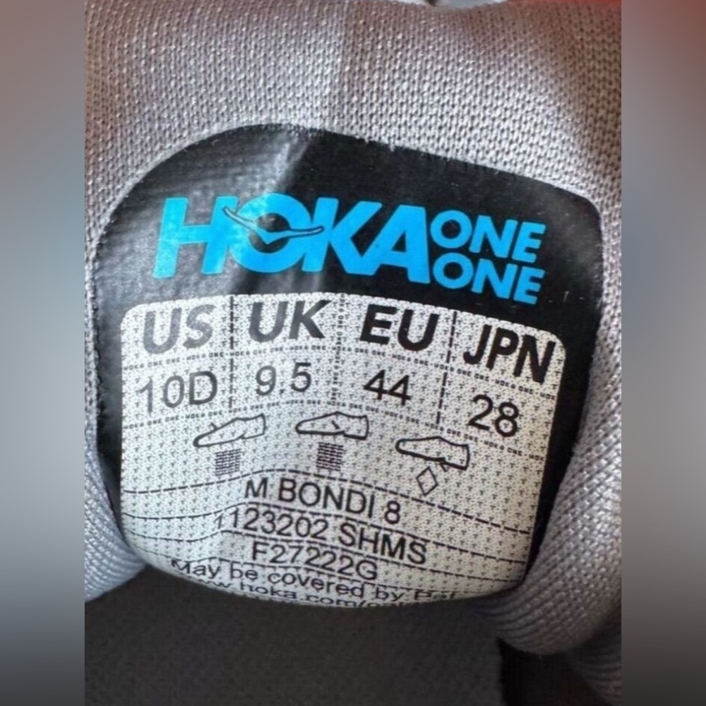 Hoka One One Men’s Bondi 8 in Light Gray Size 10 Athletic Sneakers - Picture 9 of 11